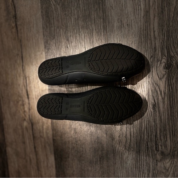 Crocs Black Bling Cap Toe Comfort Ballet Flats Size 10w - Picture 2 of 10